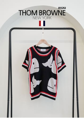 🔆 [THOM BROWNE] 톰브라운 여성 웨일 라운드 니트티셔츠🔆