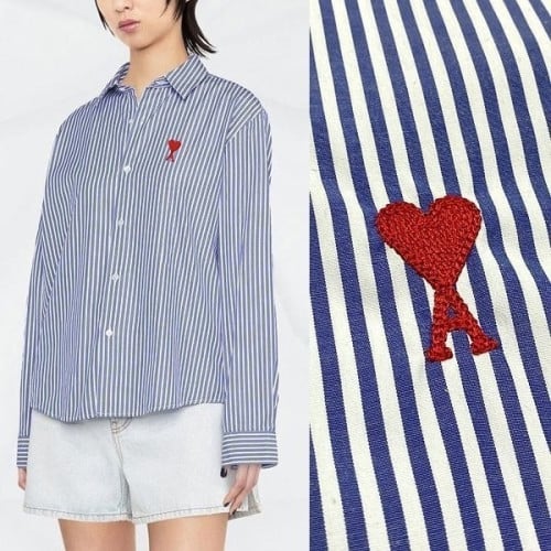 💕 아* 스몰레드하트 스트라이프 셔츠