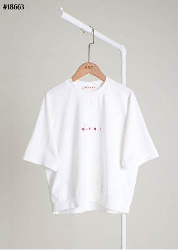 🔆 [Marni] 마르니 레드 로고 숏 슬리브 코튼 저지 티셔츠 🔆