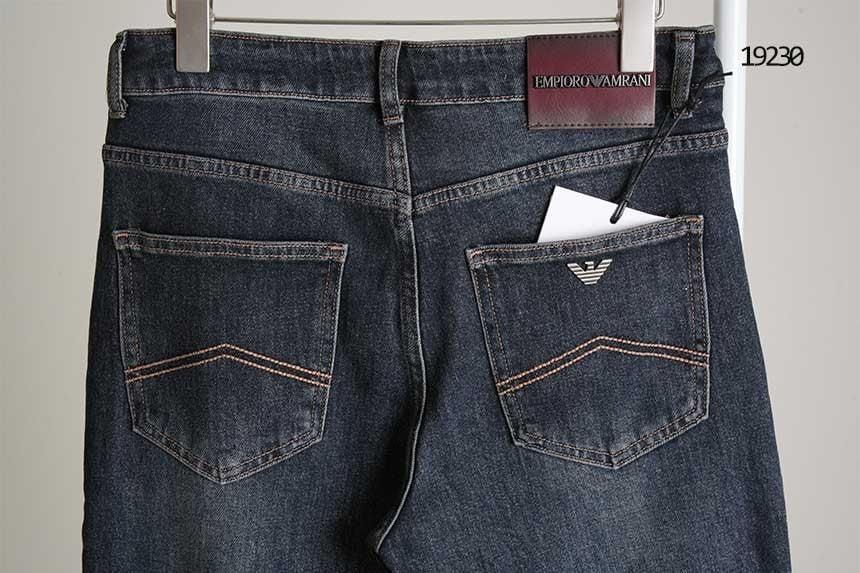 🔆 [EMPORIO ARMANI] 알마니 브라운 레더패치 실버이글 데님팬츠🔆