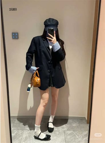 🔆 [MIUMIU] 미우미우 여성 체크 셔츠 슬리브 레이어드 자켓🔆