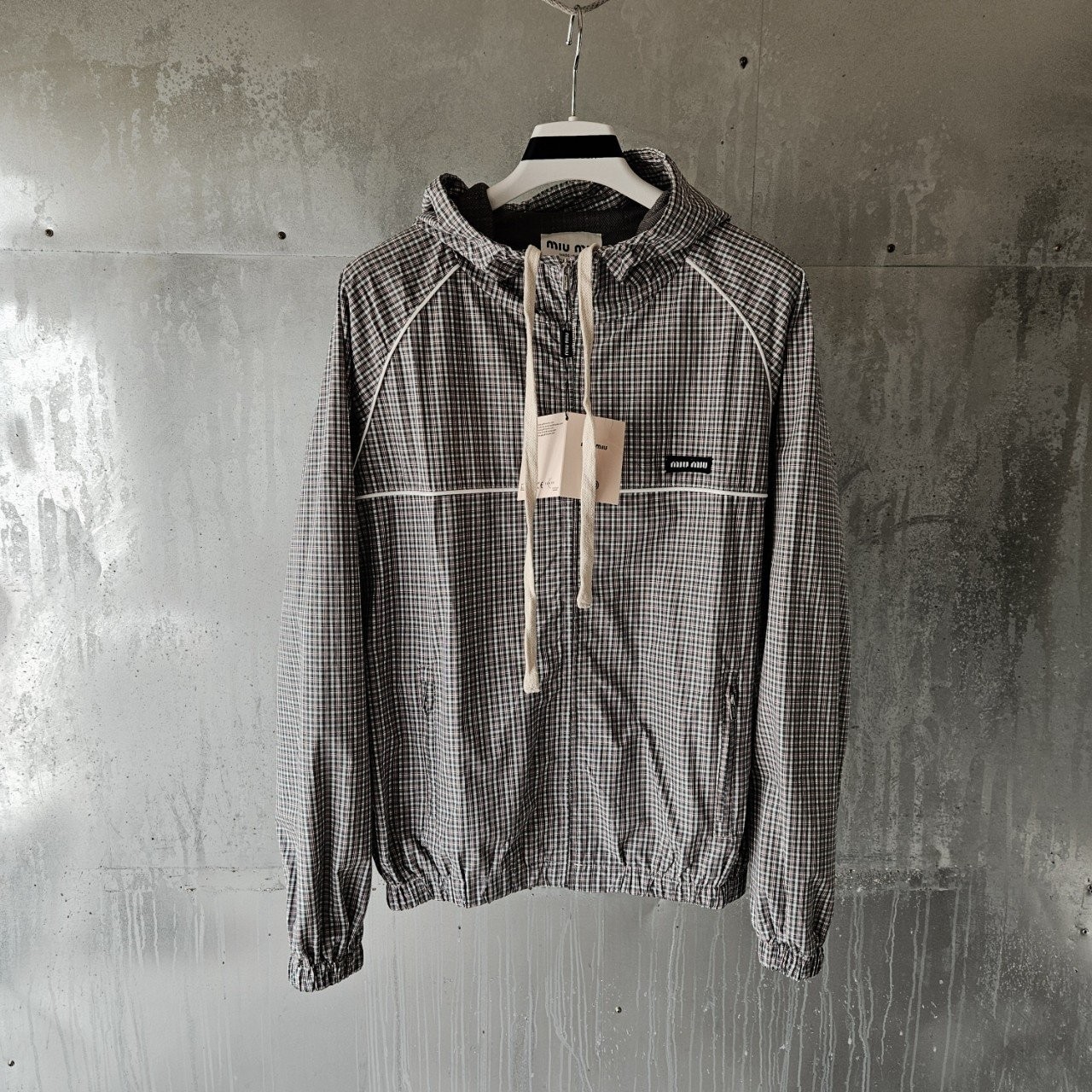 25 SS 미*미* 체크 테크니컬 패브릭 봄버 자켓