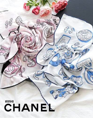 🔆 [CHANEL] 샤넬 23SS 달마시안 강아지 CC 로고 스퀘어 실크 스카프 🔆