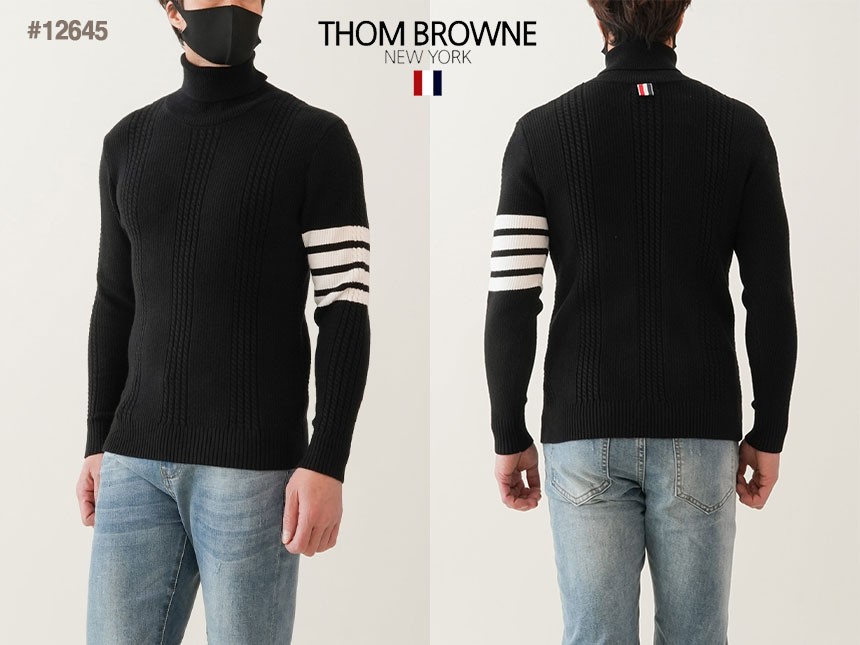 🔆 [THOM BROWNE] 톰브라운 수입고퀄 4선완장 목폴라 와플 니트 스웨터 🔆