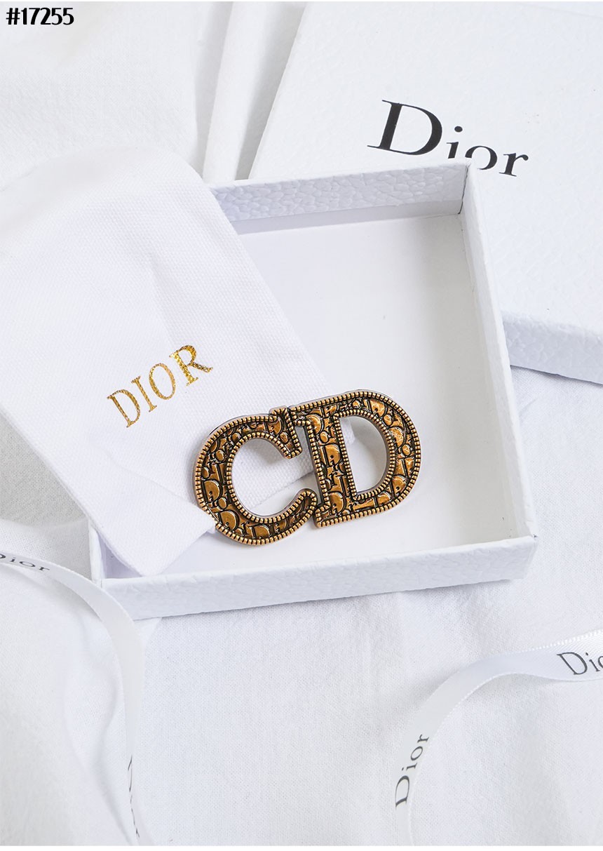 🔆 [DIOR] 크리스찬 디올 CD 빈티지 오블리크 골드 브로치 🔆