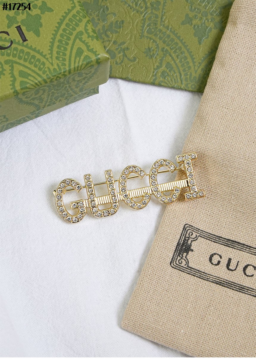 🔆 [GUCCI] 구찌 크리스탈 로고 체인 링크 브로치 🔆
