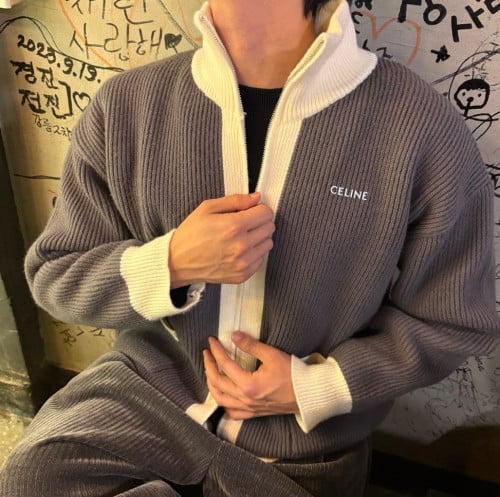 20434_CL 배색 울 집업