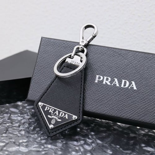 프라다 사피아노 삼각로고 키링 블랙