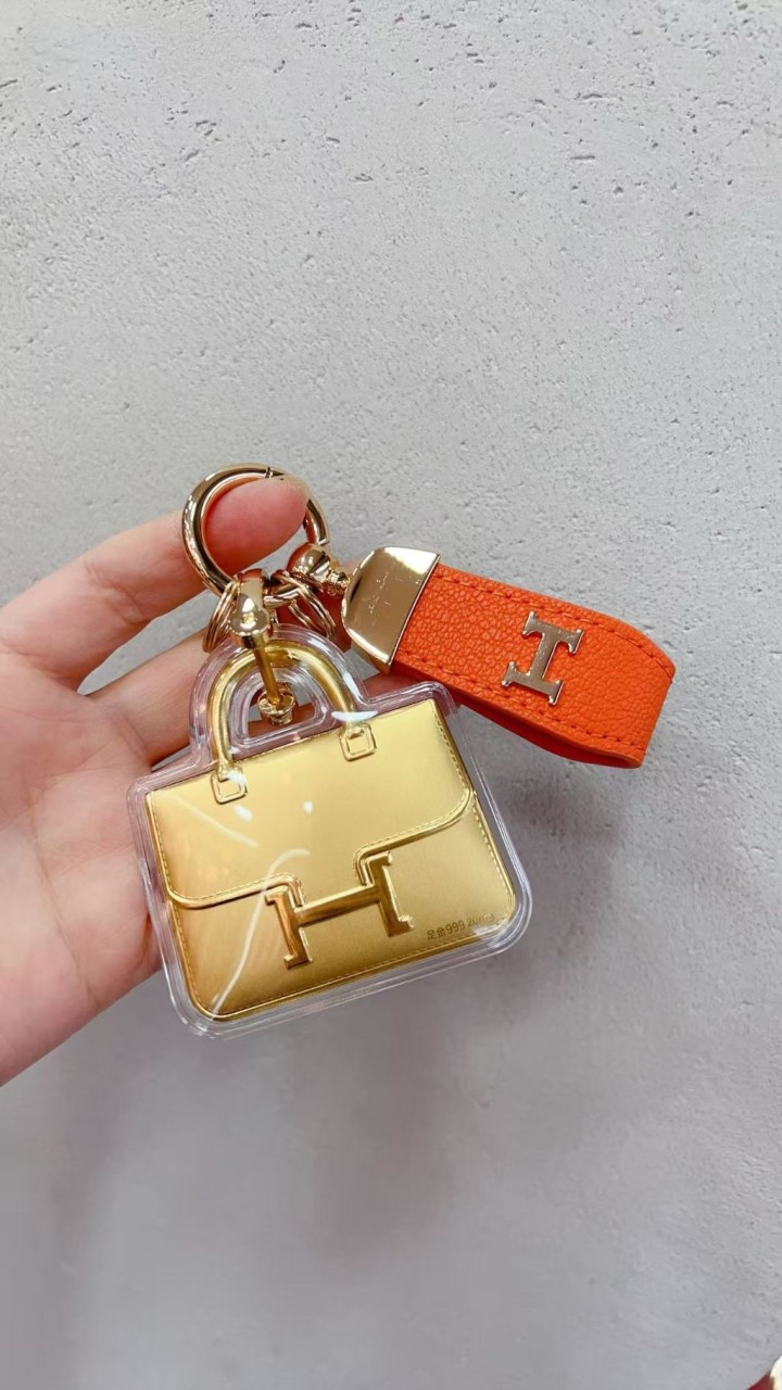 에르메스 오렌지 금가방 키링