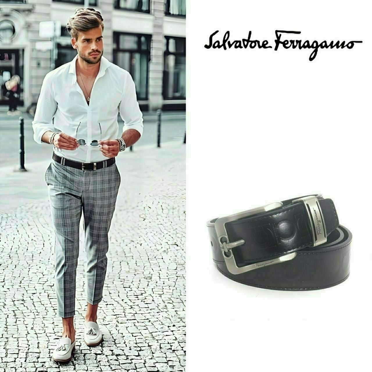 🔳🔳 25s 페♡가모 로고장식 스틸핀 벨트🔳🔳