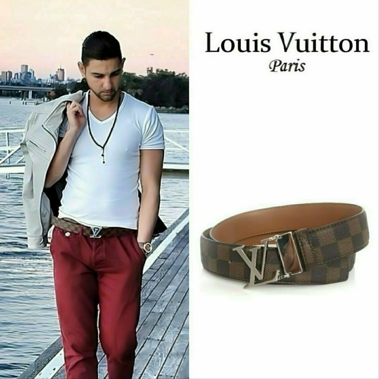 🔳🔳25s 루♡비통 다미에실버장식 벨트🔳🔳