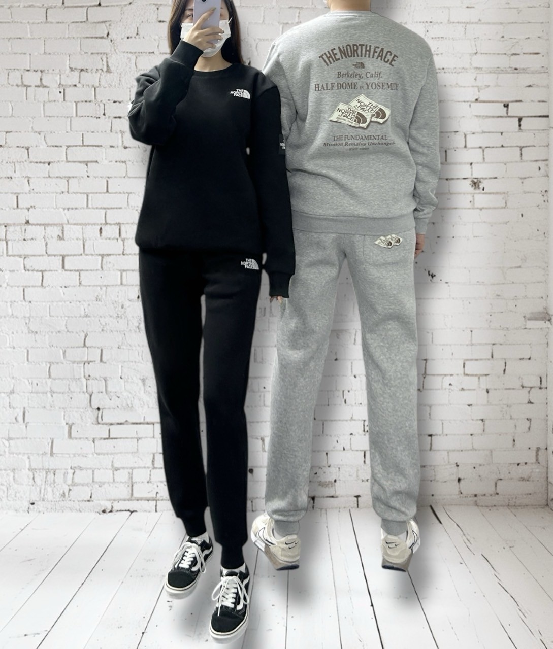 <노스페이스 기모 맨투맨 조거 세트>