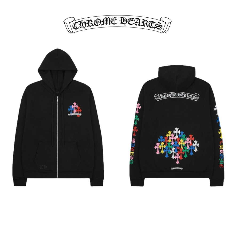 크*하* 멀티 컬러 크로스 후드집업(블랙)