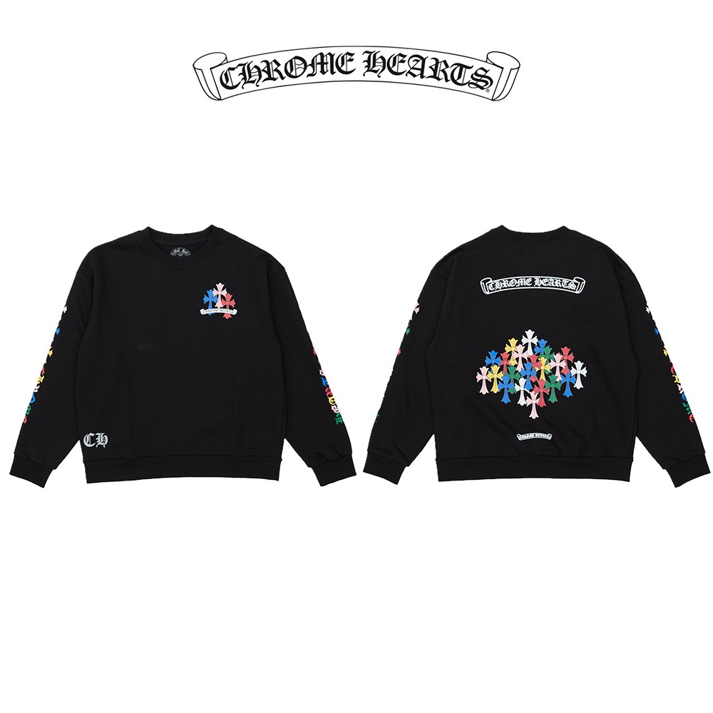 크*하* 멀티 컬러 크로스 맨투맨(블랙)