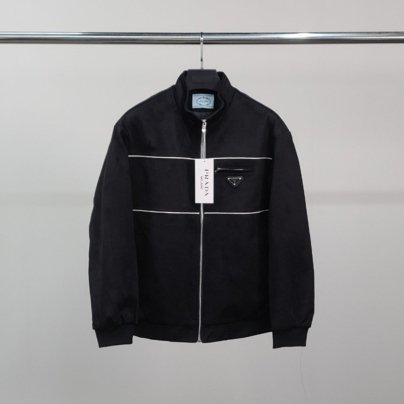 PRD 로고와펜 라인 누빔 스웨이드 자켓
