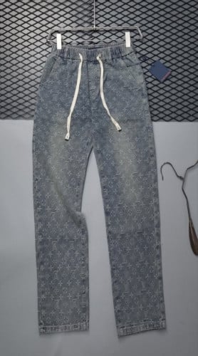 💕 루* 로고 자가드 밴딩 워싱데님 와이드핏 ➡️수입풀(남녀공용)