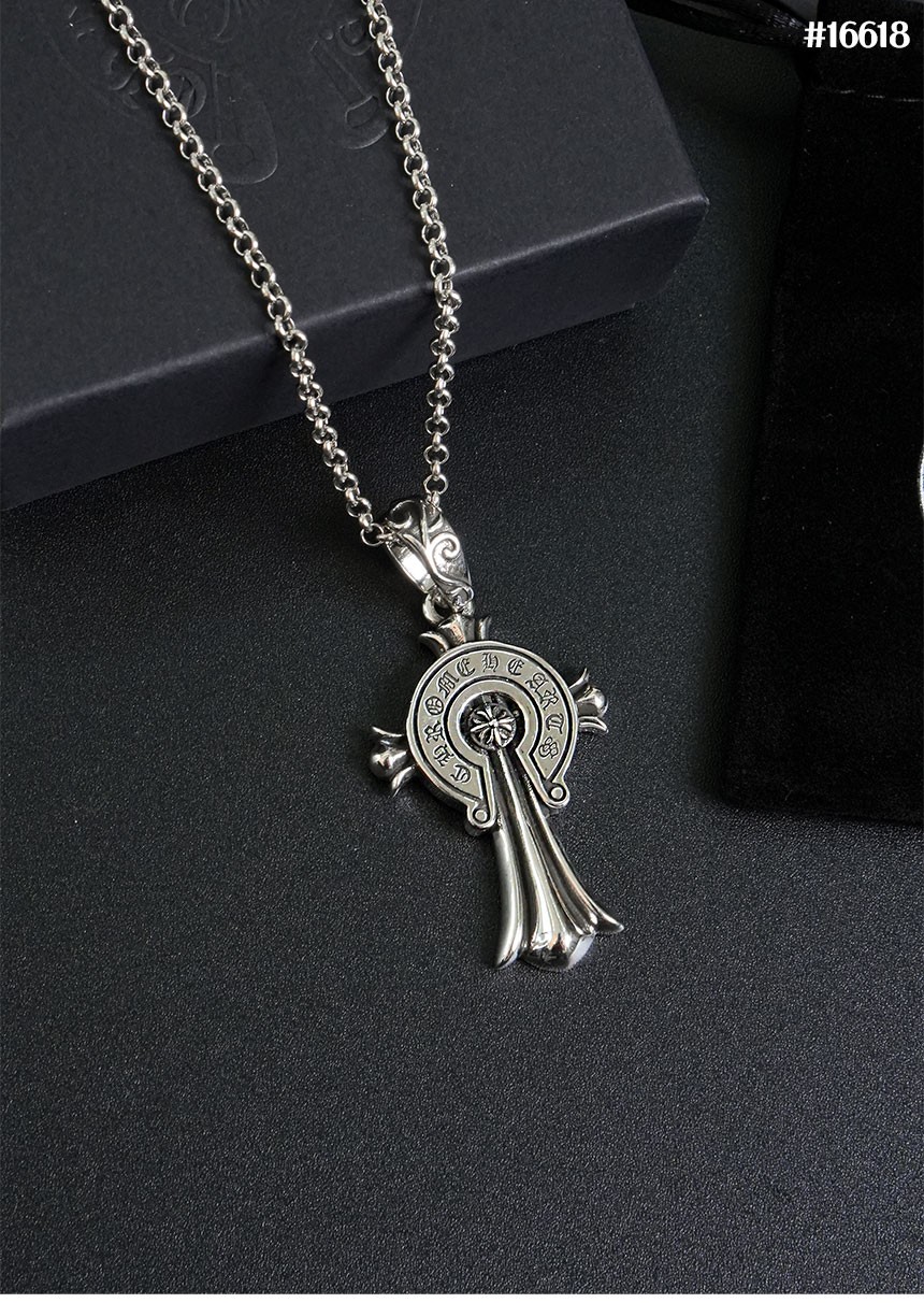 🔆 [Chrome Herts] 크롬하츠 스크롤 라벨 십자 펜던트 네크리스 🔆