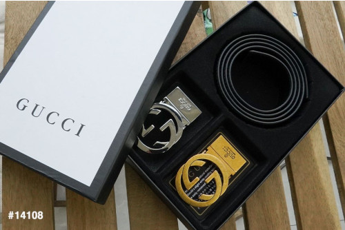 🔆 [GUCCI] 구찌 남성용 GG스틸로고 투버클 벨트셋 🔆