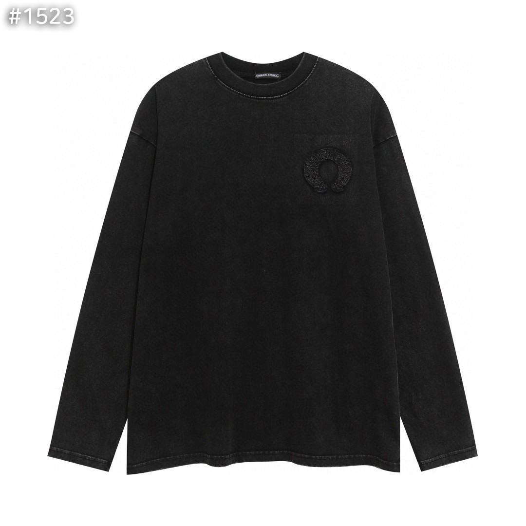 #크롬하츠 아플리케 워싱 블랙 긴팔티셔츠