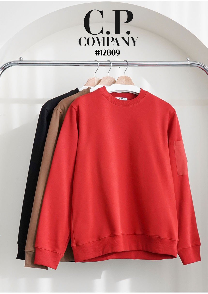 🔆 [CP.company] 씨피컴퍼니 수입프리미엄 남성 기모 클래식 포켓 렌즈 패치 크루넥 맨투맨 티셔츠 🔆