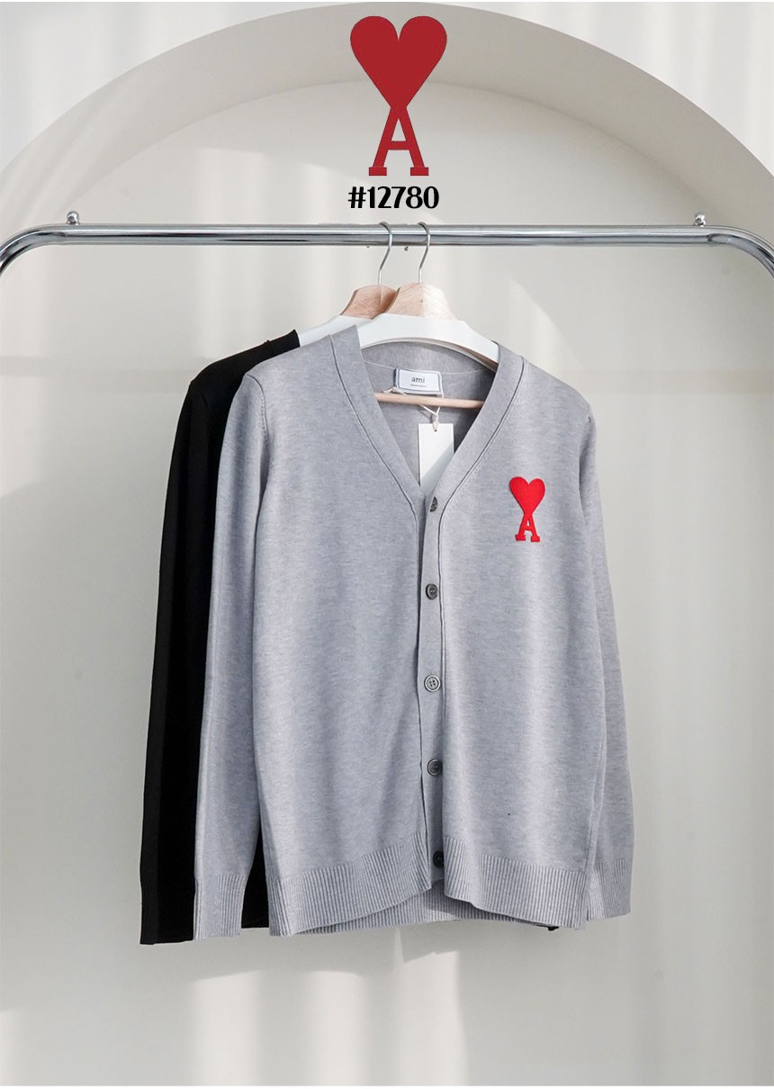🔆 [AMI] 아미 남성 빅 A하트 로고 브이넥 니트 가디건 🔆