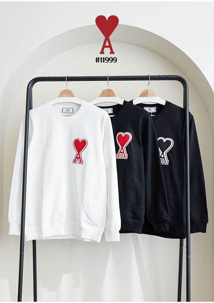 🔆 [AMI] 아미 수입 빅하트 로고 패치 크루넥 맨투맨 티셔츠 🔆