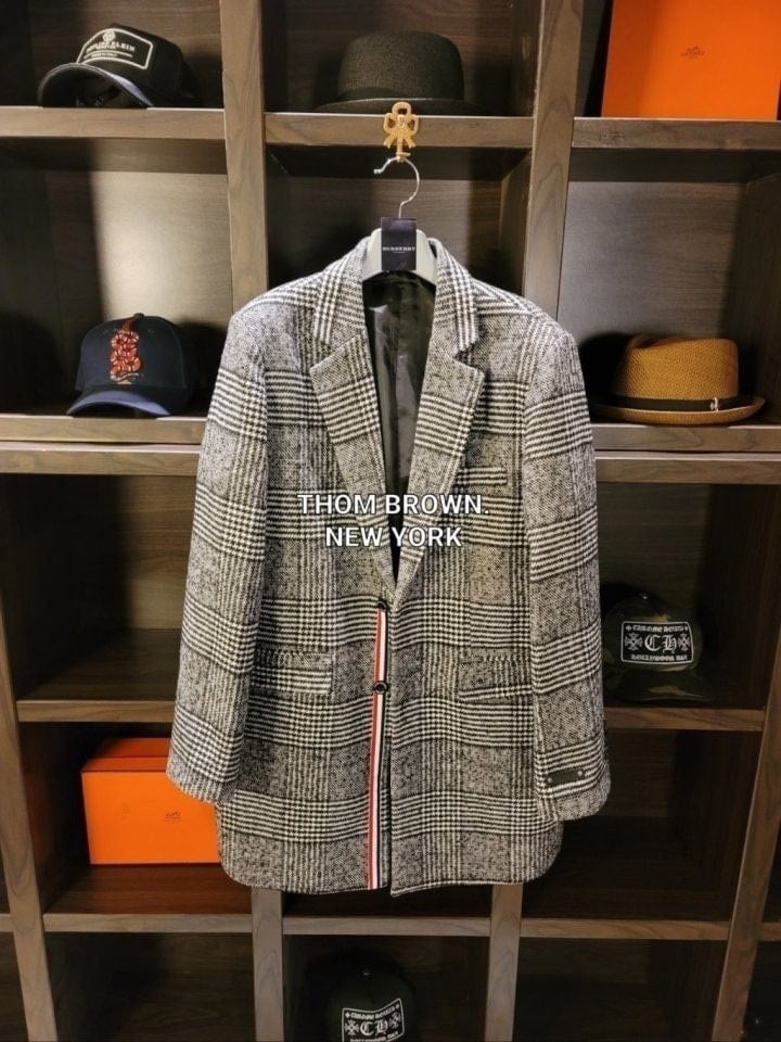 💕 톰* 블랙라벨 texture 시그니쳐 글렌 삼선 뉴 하프 코트