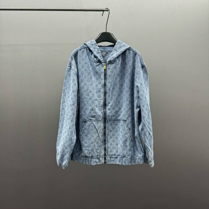 💕 루* 멀티자수로고 데님 후드 집업