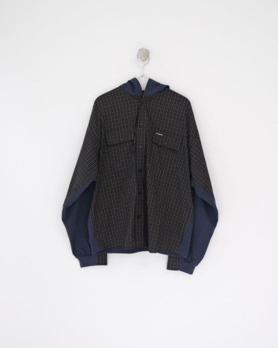 💕 발**** 25 하이브리드 체크 포켓 후드 셔츠 - 수입