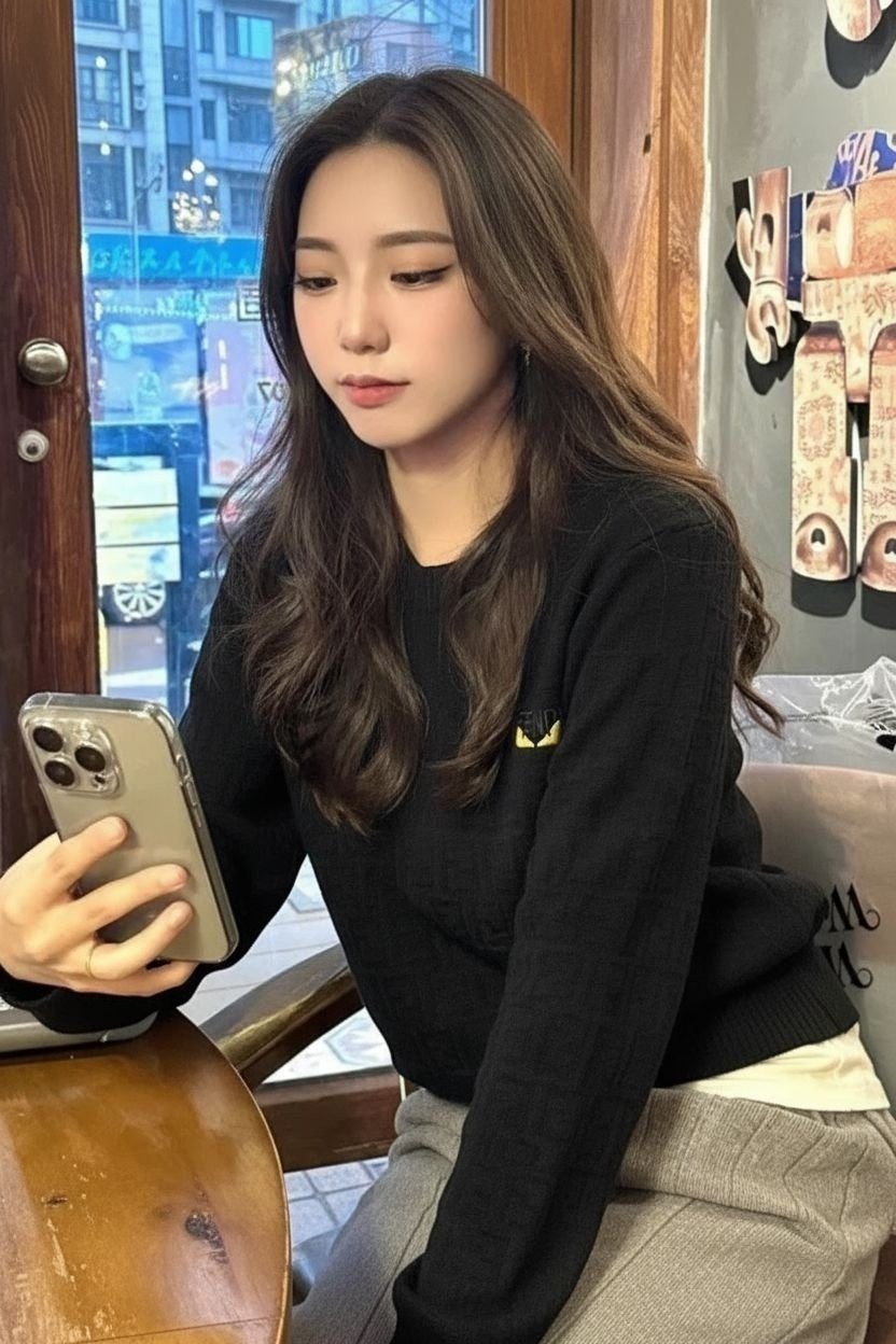 💕 펜* 로고 보풀 자카드 라운드 니트➡️수입최고급(남녀공용)