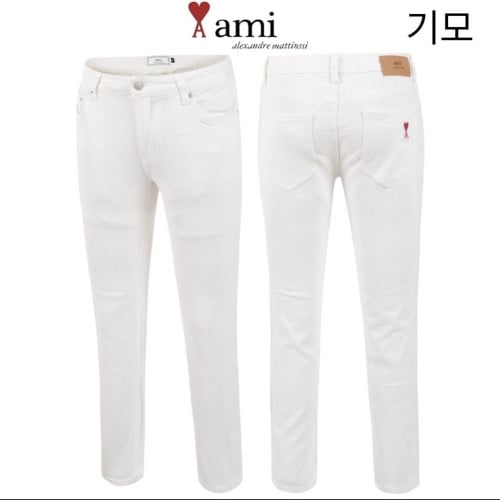 💕 아* 안기모 화이트 슬림 일자 베이직 팬츠