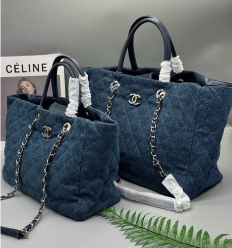 💕 샤* 데님 퀄팅 체인 토트백