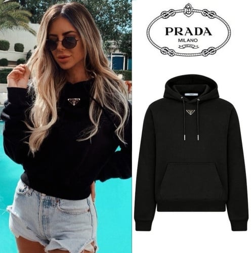 ⚫ 2025 F/W 프*다 트라이앵글 넥플레이트 커플 후드 ⚫