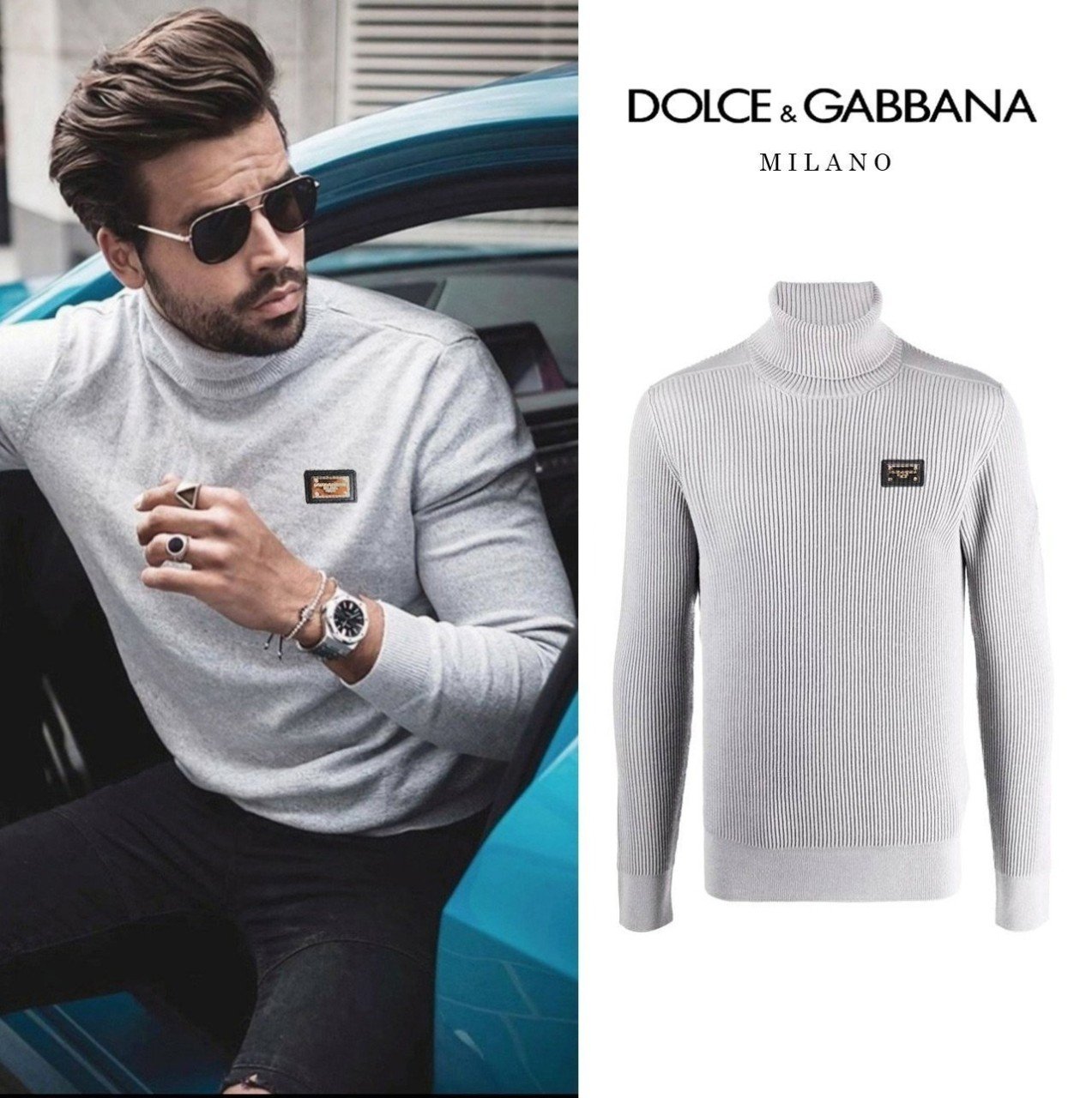 ⭐️ 2025 F/W 돌♡앤가♡나 골드 플레이트 골지 터틀넥 ⭐️