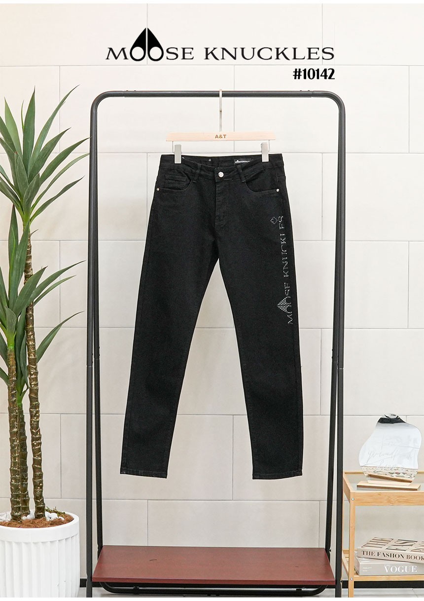 🔆 [MOOSEKNUCKLES] 무스너클 신상 사이드로고 블랙진 🔆