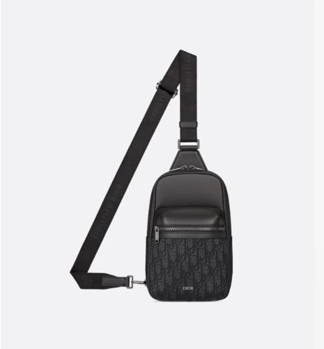 💕 디* Rider 2.0 슬링백 블랙 Oblique 자카드 & 블랙 그레인 송아지 가죽