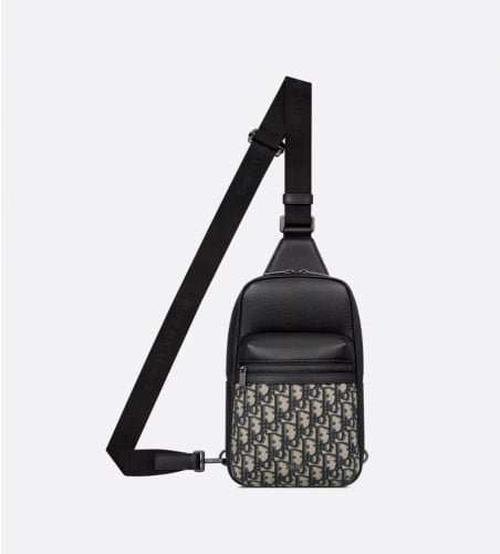 💕 디* Rider 2.0 슬링백 베이지 & 블랙 Oblique 자카드, 블랙 그레인 송아지 가죽