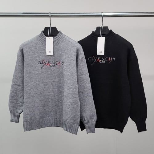 💕 지** 그라데이션 자수로고 울 반목 니트