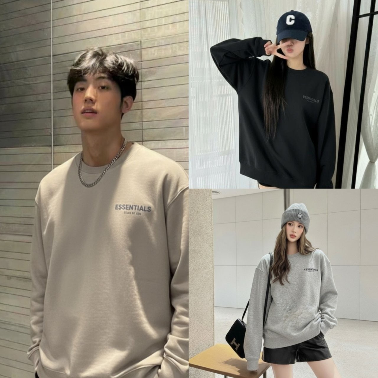 💕 피**** 에센셜 스트레치리모 코튼 맨투맨 ➡️수입풀(남녀공용)