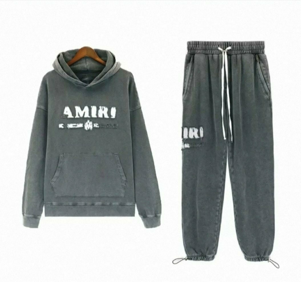 💕 아** 워싱 자수로고 후드 조거 세트