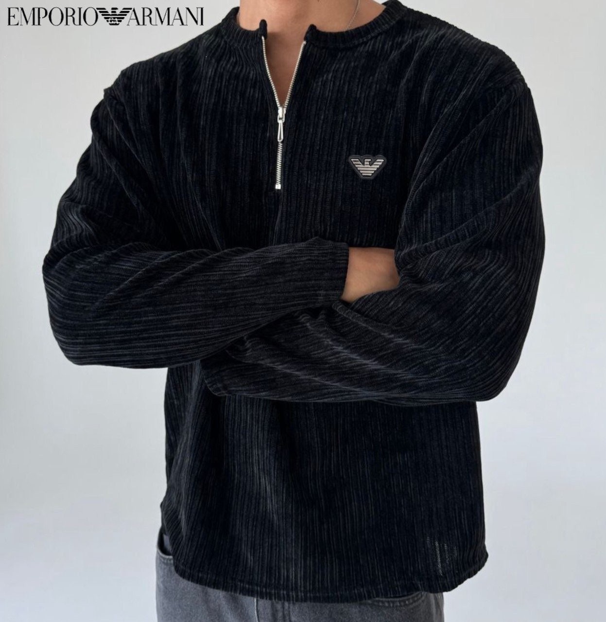 💕 알** 지퍼 헨리넥 골지 티셔츠