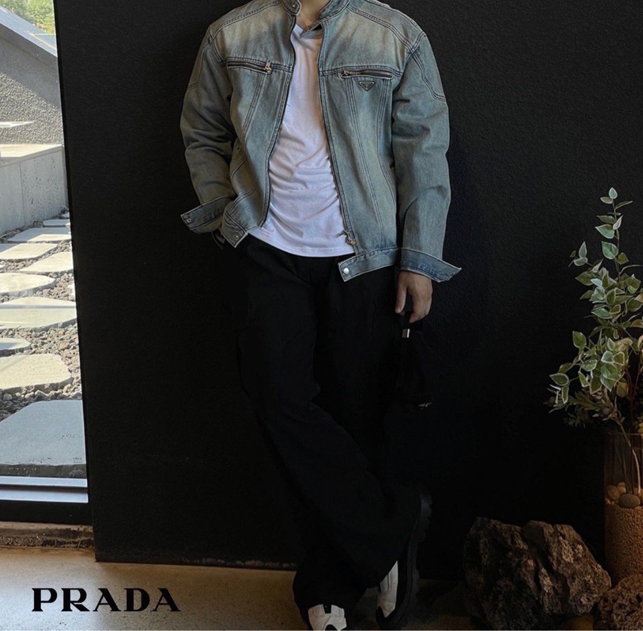 💕 프** 데르 절개 차이나넥 데님 자켓