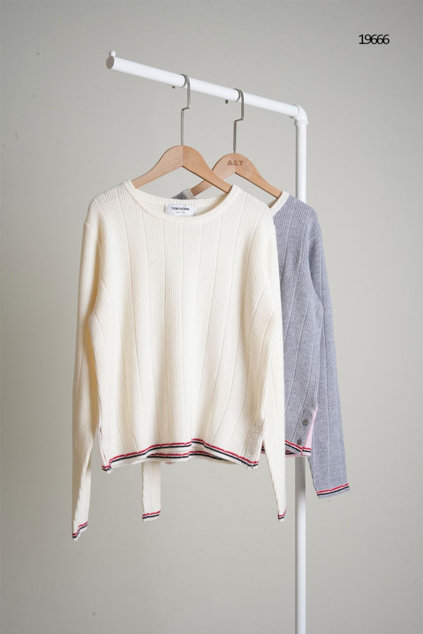 🔆 [THOM BROWNE] 톰브라운 여성 롱슬리브 캐시미어 배색 니트🔆