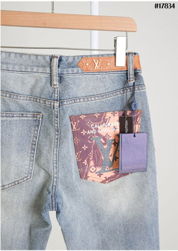 🔆 [LOUIS VUITTON] 루이비통 모노그램 레더 사이드 테이프 슬림핏 데님 팬츠 🔆