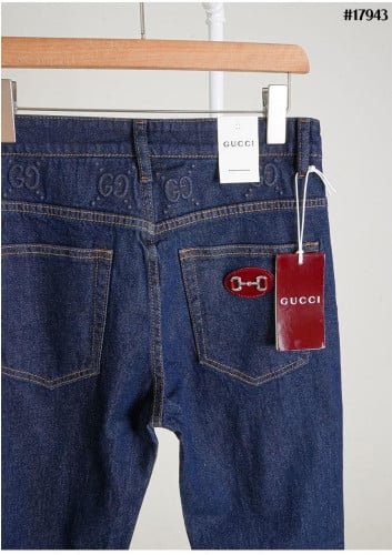 🔆[GUCCI] 구찌 에나멜 홀스빗 포켓 패치 GG 엠보 슬림핏 데님 팬츠 🔆