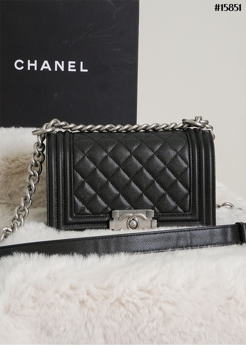 🔆 [CHANEL] 샤넬 캐비어 빈티지 은장 플랩 보이백 스몰 🔆