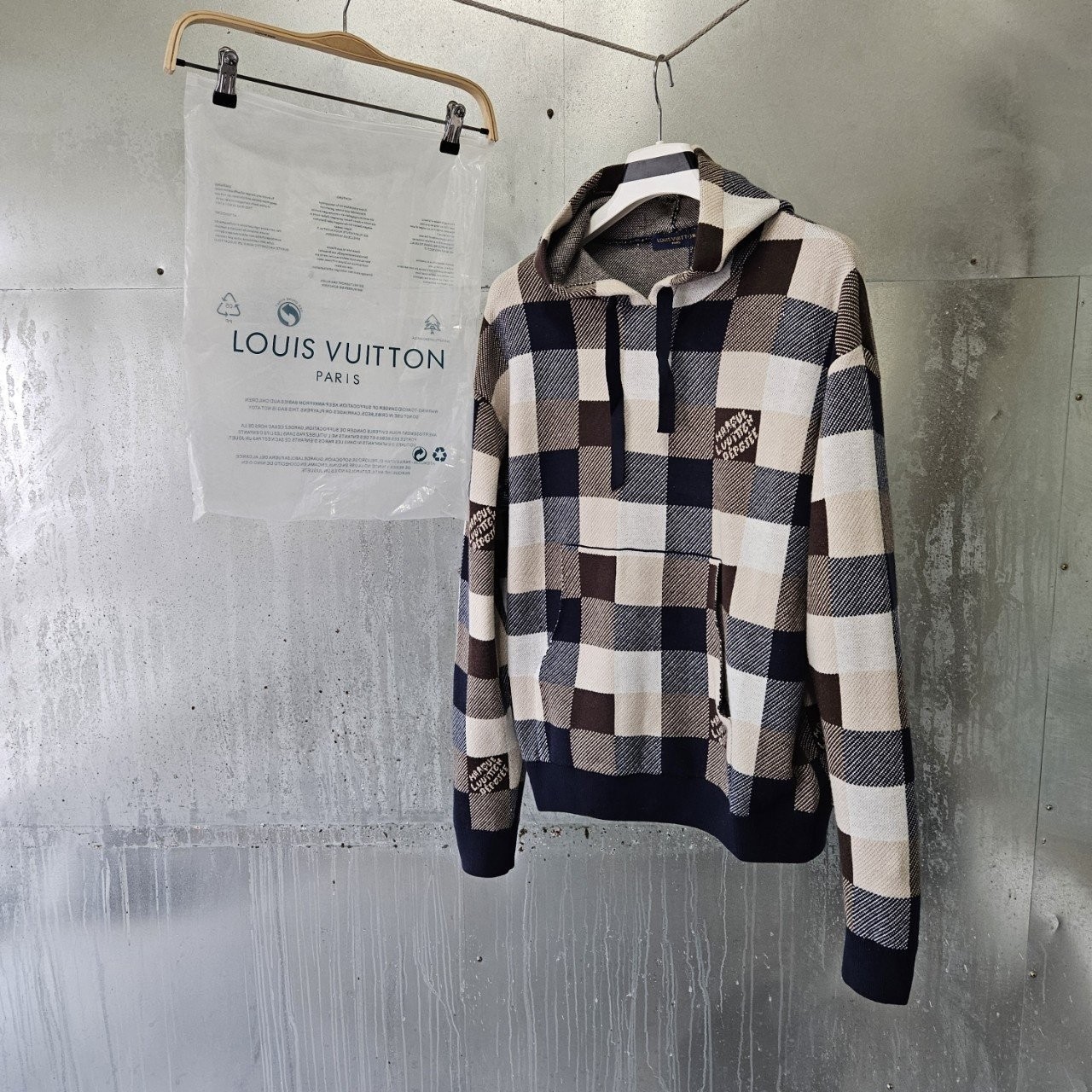 루*비* 다미에 캐시미어 울 후드