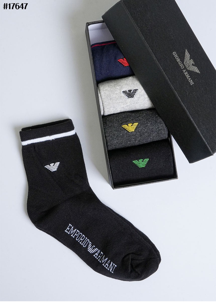 🔆 [EMPORIO ARMANI] 엠포리오 아르마니 ASV 이글스 로고 코튼 앵클 삭스 5PCS 셋 🔆