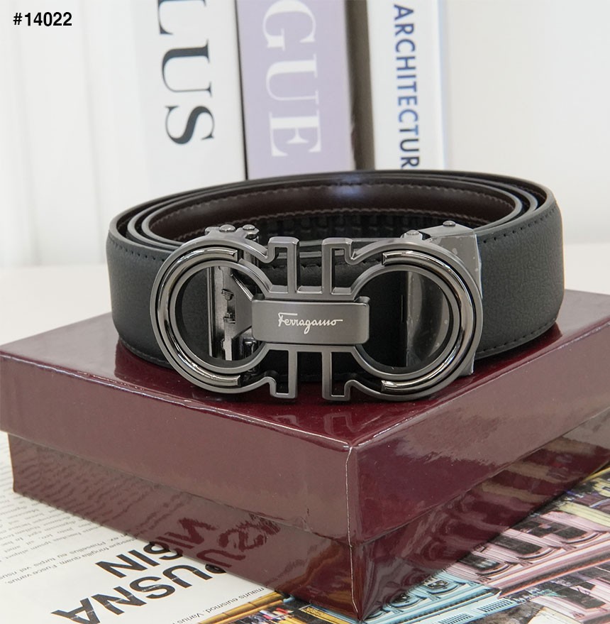 🔆 [ferragamo] 페레가모 더블 간치니 블랙 레터링 남성 자동벨트 🔆