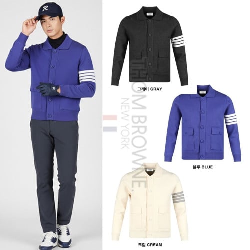 💕 톰* 라인 슬리브 카라 방풍 니트 가디건